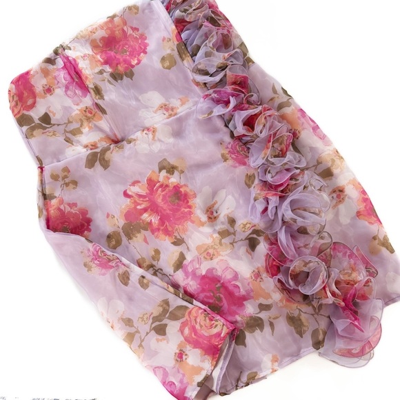 New York & Company Dress Womens Plus Sz 3X Purple Floral Organza Ruffled New - Picture 2 of 11